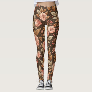 Legging Padrão Floral Vintage Rosa e Berries