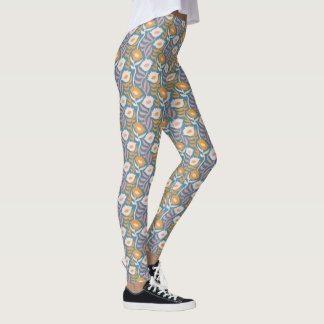 Legging Padrão Floral Vintage Wavy Retro Groovy Pastel