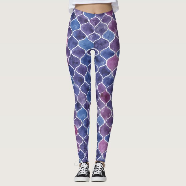 Legging Padrão Floral Violet Violet Watercolor (Frente)