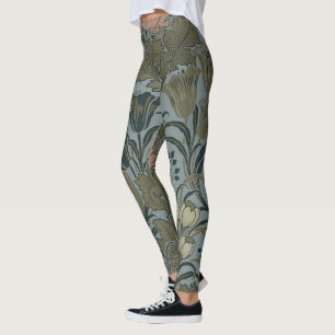 Legging Padrão Floral Vitoriano Antigo Terracota Sage