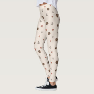 Legging Padrão Florestal de Cachorro e Cogumelos