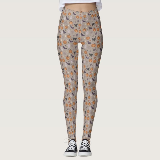 Legging Padrão fofo de Halloween  (Frente)