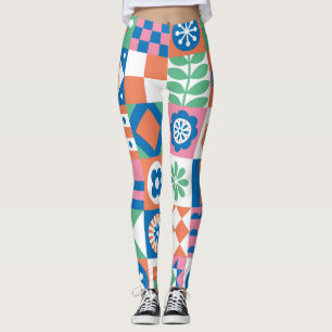 Legging Padrão Folclórico Escandinavo abstrato