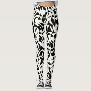Legging Padrão Fractal Abstrato Preto e Branco