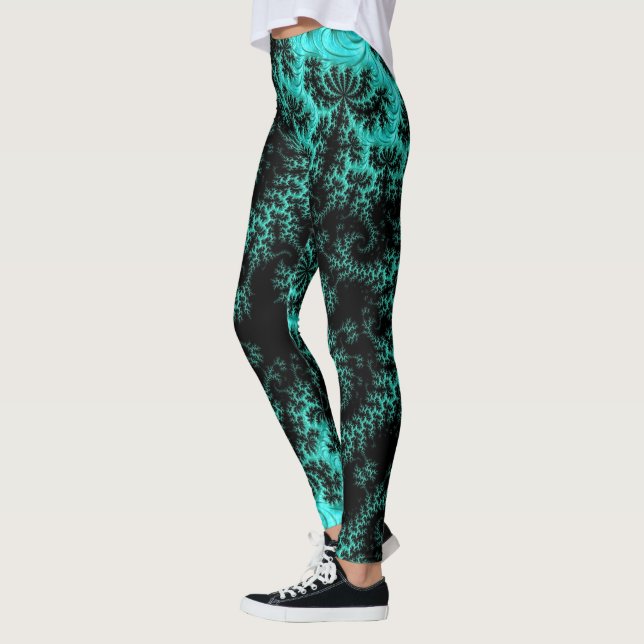 Legging Padrão Fratural Verde abstrato Preto (Esquerda)