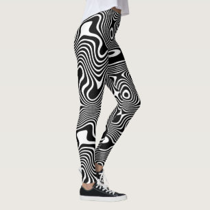 Legging Padrão Funky Black/White Swirling Stripes