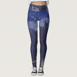 Legging Padrão Funky Blue Grunge Mix