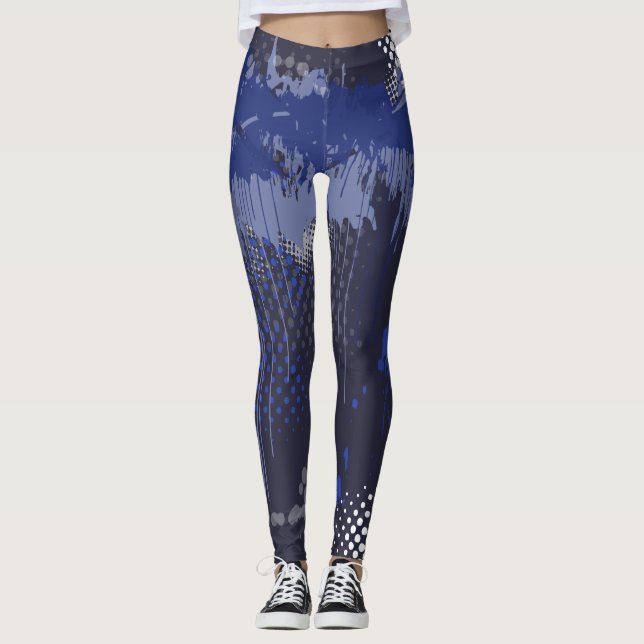 Legging Padrão Funky Blue Grunge Mix (Frente)