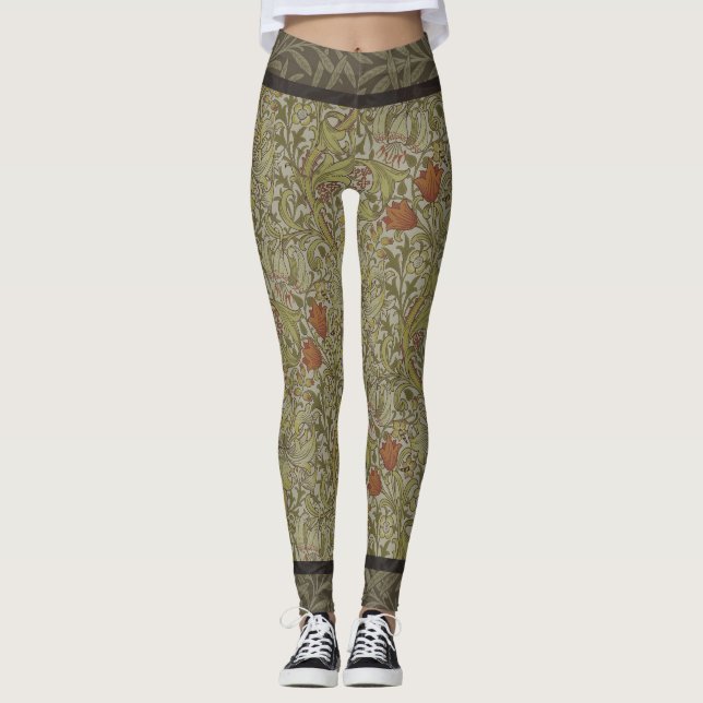 Legging Padrão Galho de Salgueiro e Lírio Dourado de Willi (Frente)