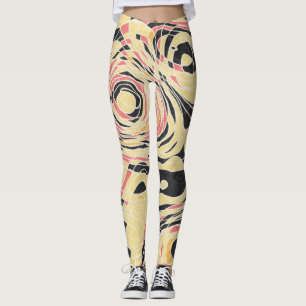 Legging padrão geo de linha abstrato, design topográfico.