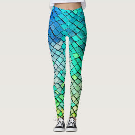 Legging Padrão Geométrico Abstrato Azul Divertido de Escam