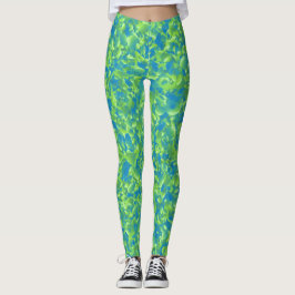 Legging Padrão Geométrico Abstrato Azul Verde