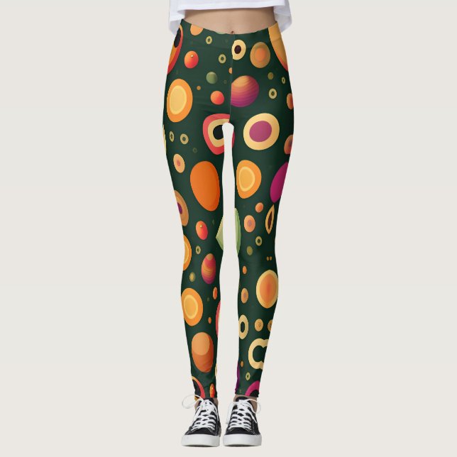 Legging Padrão Geométrico Amarelo de Círculos Pequenos (Frente)