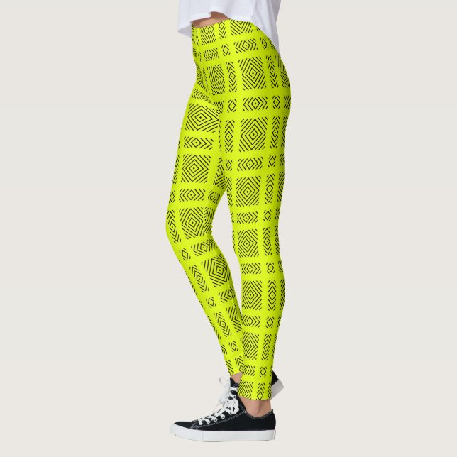 Legging Padrão geométrico amarelo-limão (Esquerda)