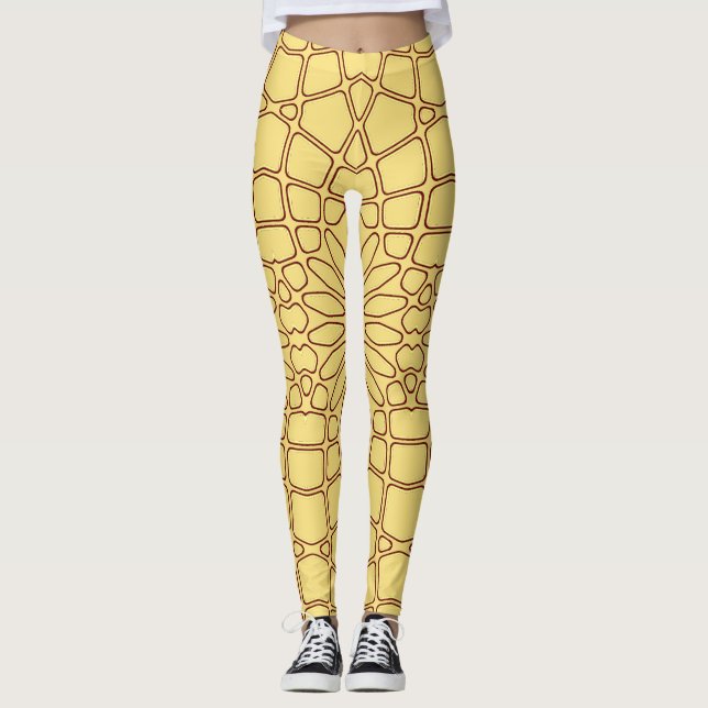 Legging Padrão geométrico amarelo "Ratti_Creative_Arts" (Frente)