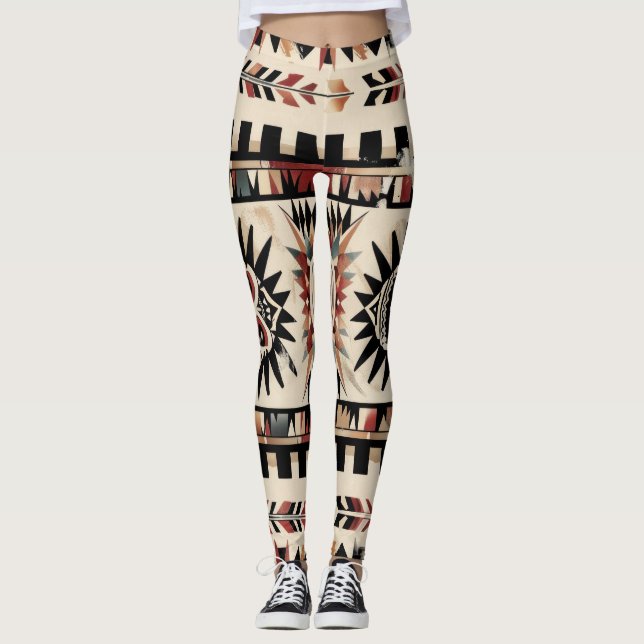 Legging Padrão Geométrico Aztec Tribal (Frente)