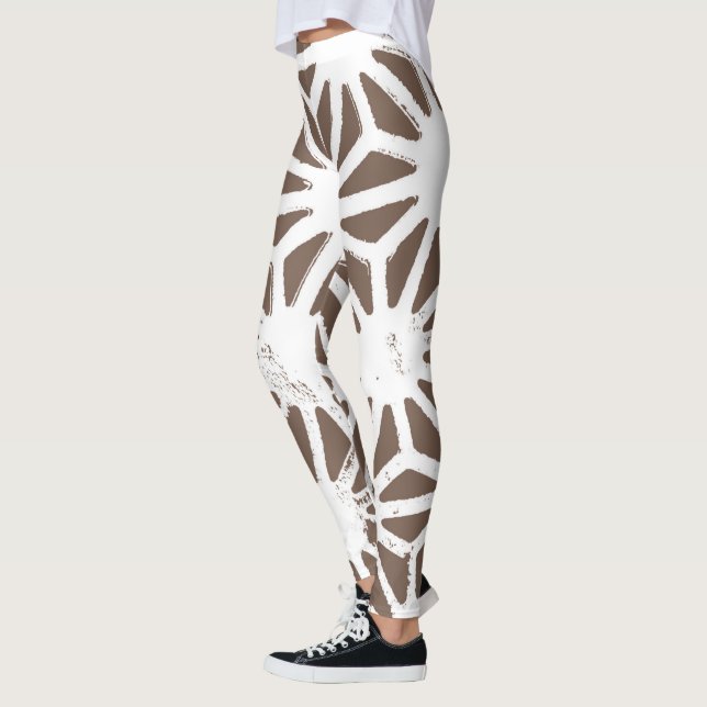 Legging Padrão geométrico castanho e branco (Esquerda)