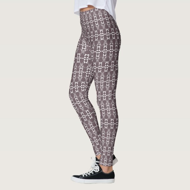 Legging Padrão geométrico castanho e branco (Esquerda)