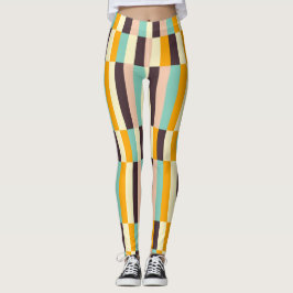 Legging Padrão geométrico colorido com listras verticais