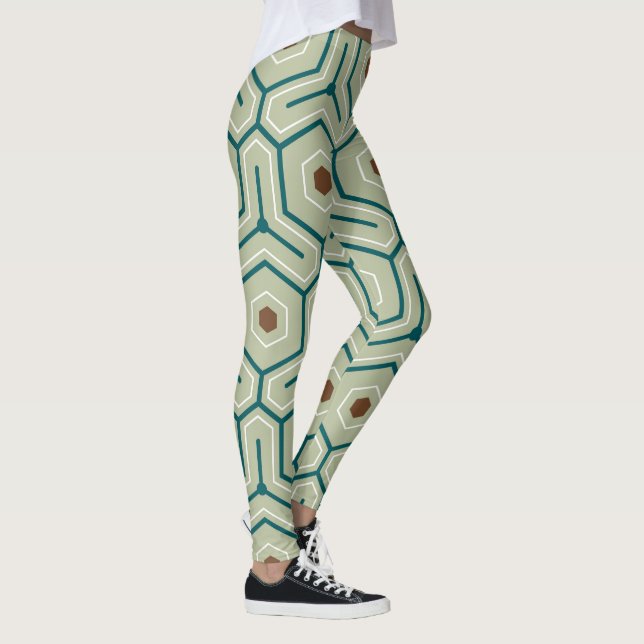 Legging Padrão geométrico com hexágonos entrelaçados (Direita)