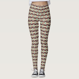 Legging Padrão geométrico contínuo em folha castanha escur