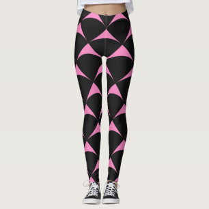 Legging Padrão Geométrico Cor-de-Rosa e Preto