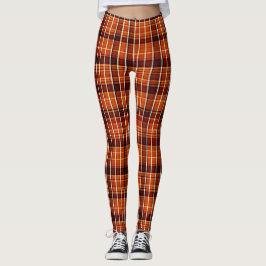 Legging Padrão Geométrico da Xadrez Forrageira Laranja