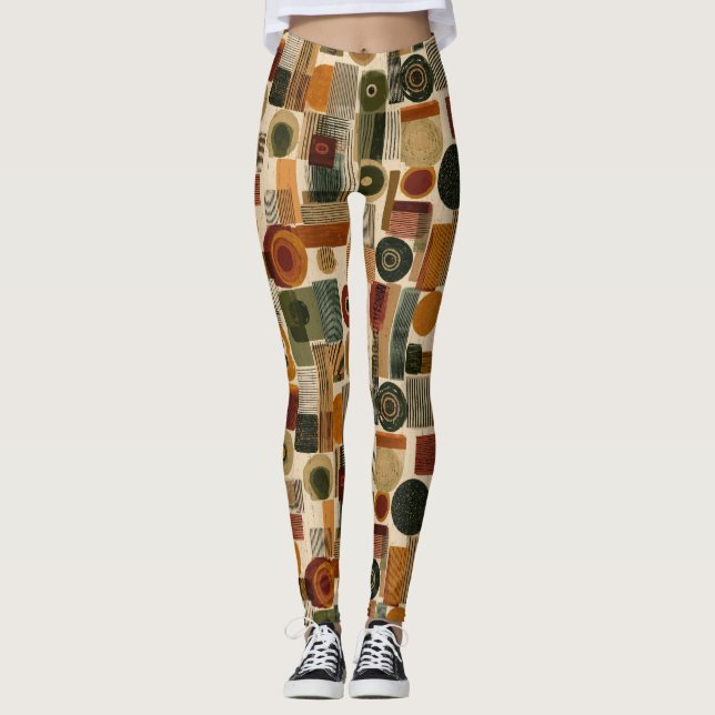 Legging Padrão Geométrico Dark Mid Century (2) (Frente)