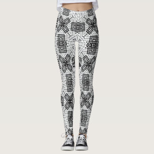 Legging Padrão geométrico de aberturas brancas e pretas An
