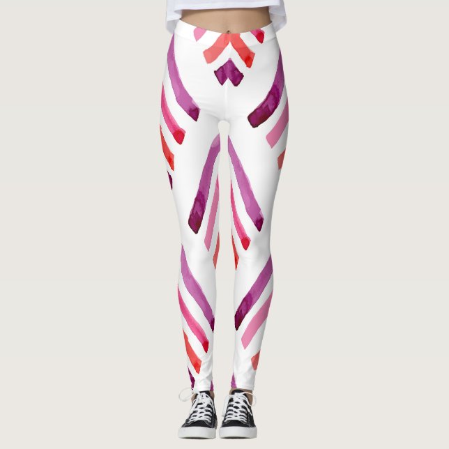 Legging Padrão Geométrico de Abstrato de Aquarelas (Frente)