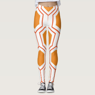 Legging Padrão geométrico de abstrato hexágono em laranja 
