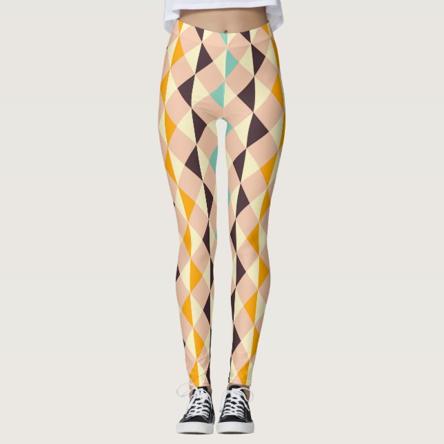 Legging Padrão geométrico de diamantes e triângulos sobrep (Frente)