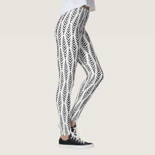 Legging Padrão geométrico de espinha de arenque preto cont