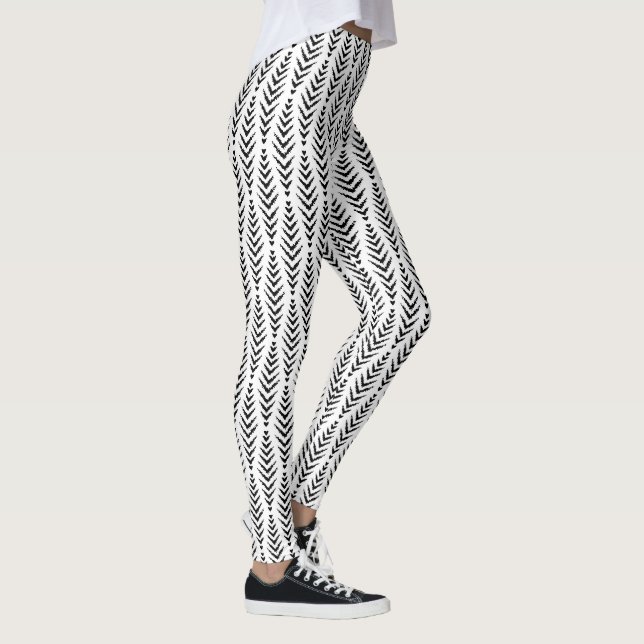 Legging Padrão geométrico de espinha de arenque preto cont (Direita)