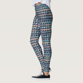 Legging Padrão Geométrico de Faixa Texturizada Abstrata 1