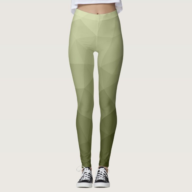 Legging Padrão geométrico de malha verde-claro do exército (Frente)
