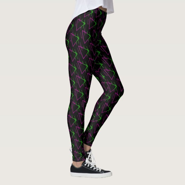 Legging Padrão Geométrico de Neon Retro (Direita)