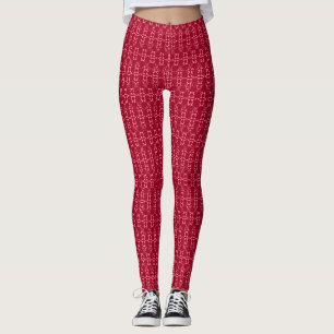 Legging Padrão geométrico de ornamento vermelho retro