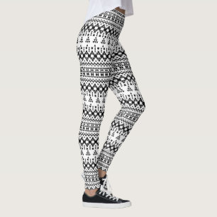 Legging Padrão geométrico do Aztec preto e branco