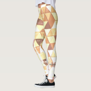 Legging Padrão geométrico do castanho dourado da vinheta