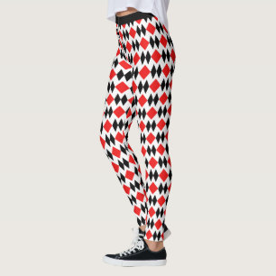Legging Padrão Geométrico do Diamante Vermelho do Deco d