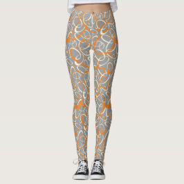 Legging padrão geométrico do modelo de cinza laranja retro