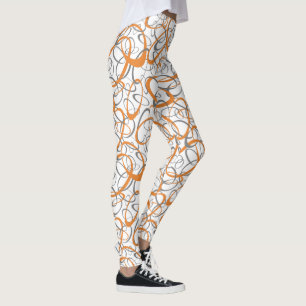 Legging padrão geométrico do modelo de cinza laranja retro