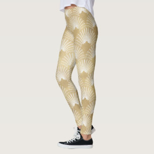Legging Padrão Geométrico Dourado Art-Deco
