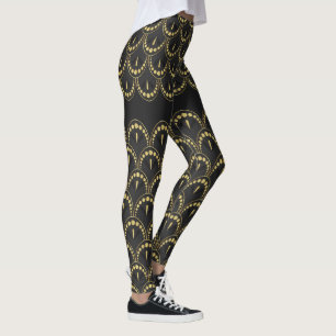 Legging Padrão geométrico Dourado e de deco-cinza