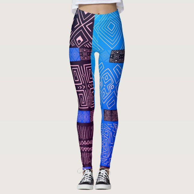 Legging Padrão Geométrico Elegante Africano Tribal (Frente)