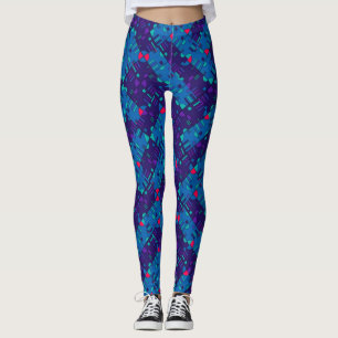 Legging Padrão geométrico em Blues e Purples