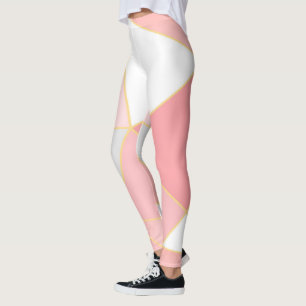 Legging Padrão geométrico em branco rosa e ouro