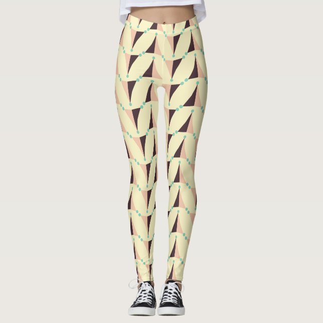 Legging Padrão geométrico em vibração retrô (Frente)