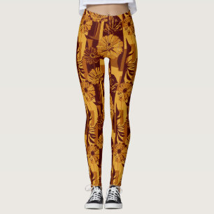 Legging Padrão Geométrico Floral Outonal Rústico (10)